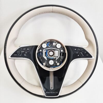 Mercedes W223 W213 2021+ MAYBACH Beige Leather & Black Piano Wood Steering Wheel